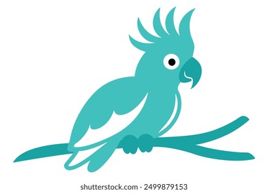 Cockatoo on a branch silhouette vector
