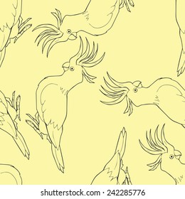 Cockatoo outline seamless pattern