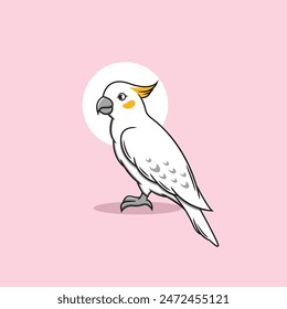 Cockatoo parrot clipart. Flat vector illustration.