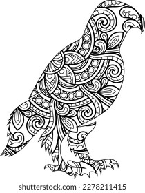 Cockatoo parrot coloring book for adults vector illustration. Anti-stress coloring for adult. Tattoo stencil. 