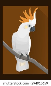 Cockatoo parrot, exotic bird in flat style - vector illustration