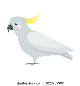 Cockatoo parrot icon in flat style. Australian tropical bird symbol on white background