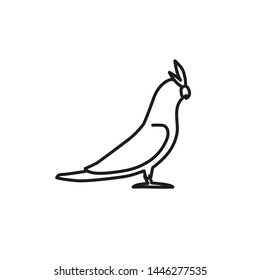 Cockatoo parrot line vector icon. Bird pet linear illustration. Outline corella logo