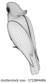 Cockatoo parrot polygonal lines illustration. Abstract vector parrot on the white background
