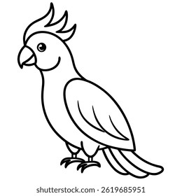 Cockatoo vector line art on white background