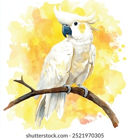 Cockatoo aquarela clipart isolado fundo branco 