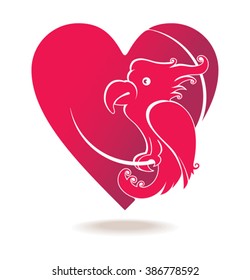 Cockatoos heart. Vector template.