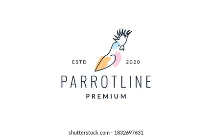 Cockatoos  line abstract colorful logo vector illustration design