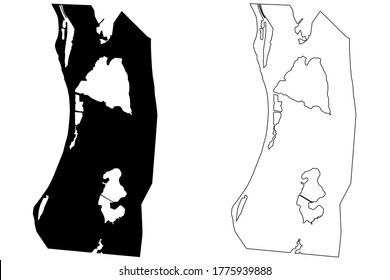 Cockburn Town City (Turks And Caicos Island, United Kingdom) Map Vector Illustration, Scribble Sketch City Of Cockburn Town Map