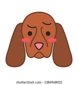 Cocker Spaniel cute kawaii vector character. Dog with frowning muzzle. Flushed sad animal. Embarrassed domestic doggie. Funny emoji, sticker, emoticon. Isolated cartoon color illustration