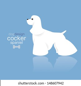 Cocker spaniel dog design on color background.