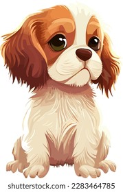 Cocker Spaniel dog digital art cartoon drawing. Animal and pet concept. Portrait vector illustration.