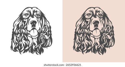 Cocker Spaniel Dog, Spaniel Head Silhouette, Dog Line Art, Pet Clipart Cut File, Instant Download, Vector Files for Cricut
