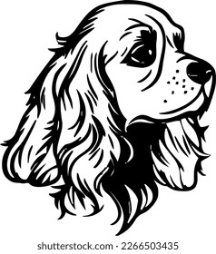 Cocker Spaniel, dog head, vector illustration, black color, vector image