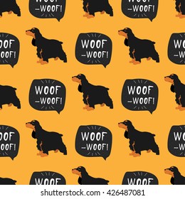 Cocker spaniel dog seamless pattern colorful background