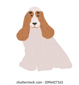 Cocker Spaniel. The dog is sitting. The dog is sitting. Vector illustration of a puppy. Isolated on white background.