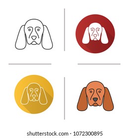 Cocker Spaniel icon. Gundog breed. Flat design, linear and color styles. Isolated vector illustrations