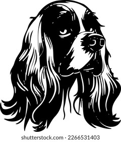 Cocker Spaniel outline only, dog head, vector illustration, black color, vector image