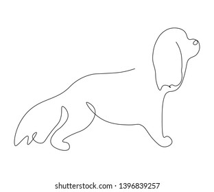 Cocker spaniel puppy silhouette line drawing vector illustration