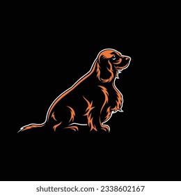 
Vector de silueta español de Cocker, logotipo retro, cosecha, cabeza de perro, minimalismo, arte de perro, logotipo al aire libre, ilustración de perro, caza