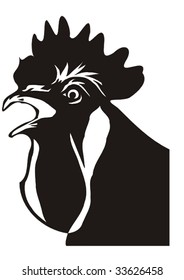 cockerel head on the white