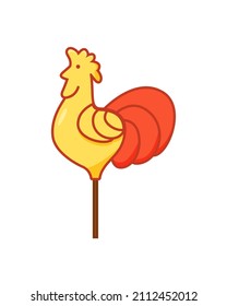 Cockerel on a stick, candy lollipop, vector illustration. Traditional Russian food.