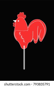 cockerel on a stick vector. candy vector
