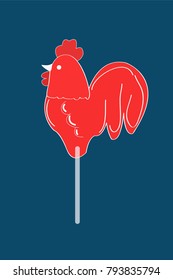 cockerel on a stick vector. candy vector