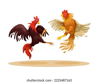 Cockfight traditional animal fight game illustration vector 