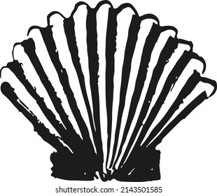 Cockle shell. Sea animal in hand drawn style. Exotic beach symbol