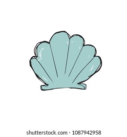Cockleshell illustration vector geometric drawing shell font color element sea ocean life blue texture font top view clip art doodle similar on white background