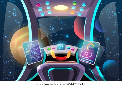 Cockpit for controlling the internal systems of the spacecraft and its propulsion systems. Space travel and spacewalking will be commonplace in Earth's future. 