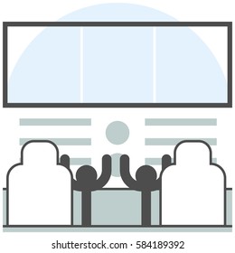 Cockpit - Infographic Icon Elements from Aircraft and Airport Set. Flat Thin Line Icon Pictogram for Website and Mobile Application Graphics.