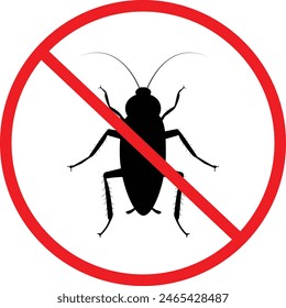 Cockroach anti bug insect sign.  Stop insects icon. Fumigation cockroach control symbol. Anti cockroach logo. flat style.