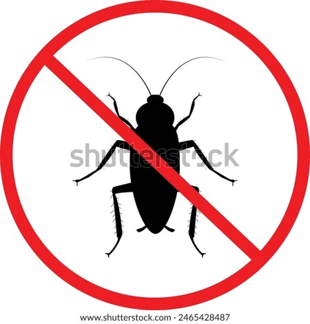 Cockroach anti bug insect sign.  Stop insects icon. Fumigation cockroach control symbol. Anti cockroach logo. flat style.