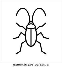 Cockroach bug vector icon. Roach silhouette insect black icon vector illustration on white background. color editable