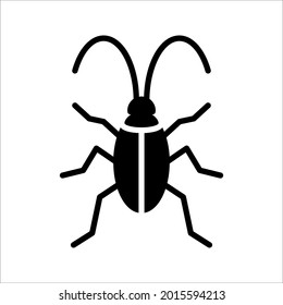Cockroach bug vector icon. Roach silhouette insect black icon vector illustration on white background. color editable