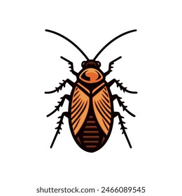 Cockroach bug vector illustration isolated on the white background. Biology or zoology and pest animal creatures. Suited for logo, t-shirt, tattoo, print, icon, education