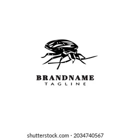 cockroach cartoon logo icon design template black modern isolated vector cute