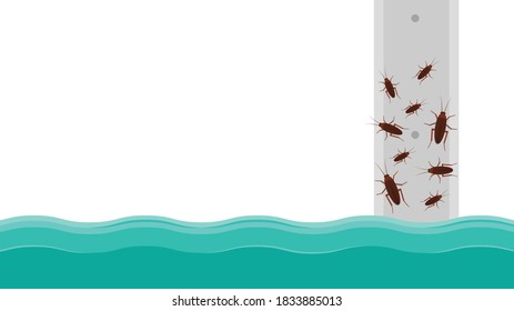Cockroach cartoon vector. free space for text. wallpaper. Flood.