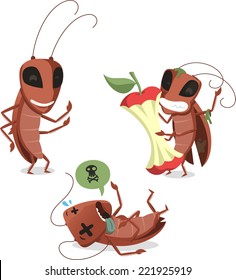 Caricatura de ilustraciones vectoriales de Cockroach Cock Roach.