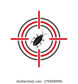 Cockroach in crosshair.  Isolated symbol.