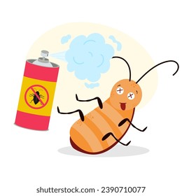 Cockroach. Cute character isolated on white background. Vector illustration. Pest. Insect.