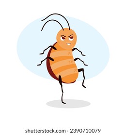 Cockroach. Cute character isolated on white background. Vector illustration. Pest. Insect.