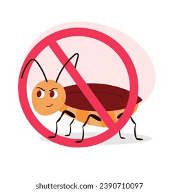Cockroach. Cute character isolated on white background. Vector illustration. Pest. Insect.