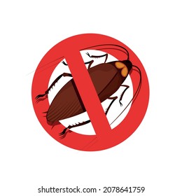cockroach decimate sign template circle cross flat sketch. Anti pest sign