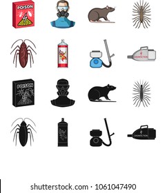 Cockroach and equipment for disinfection black,cartoon icons in set collection for design. Pest Control Service vector symbol stock web illustration.