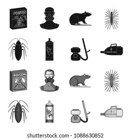 Cockroach and equipment for disinfection black,monochrome icons in set collection for design. Pest Control Service vector symbol stock web illustration.