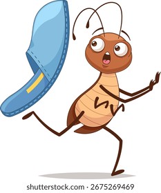 Ilustración vectorial de zapatilla de escape de cucaracha