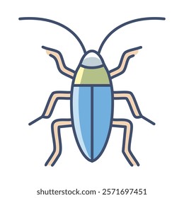 Cockroach flat icon isolated on white background. Vector illustration.